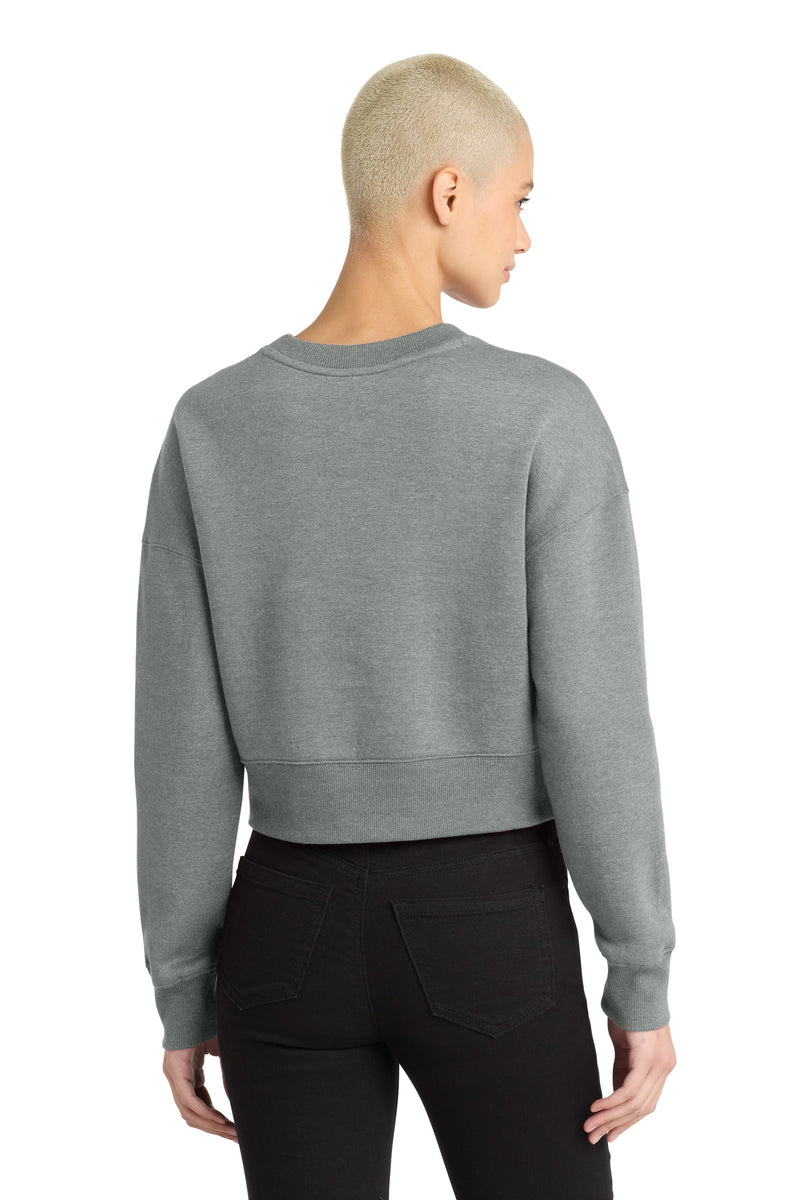 District  Women's Perfect Weight  Fleece Cropped Crew - Heathered Steel