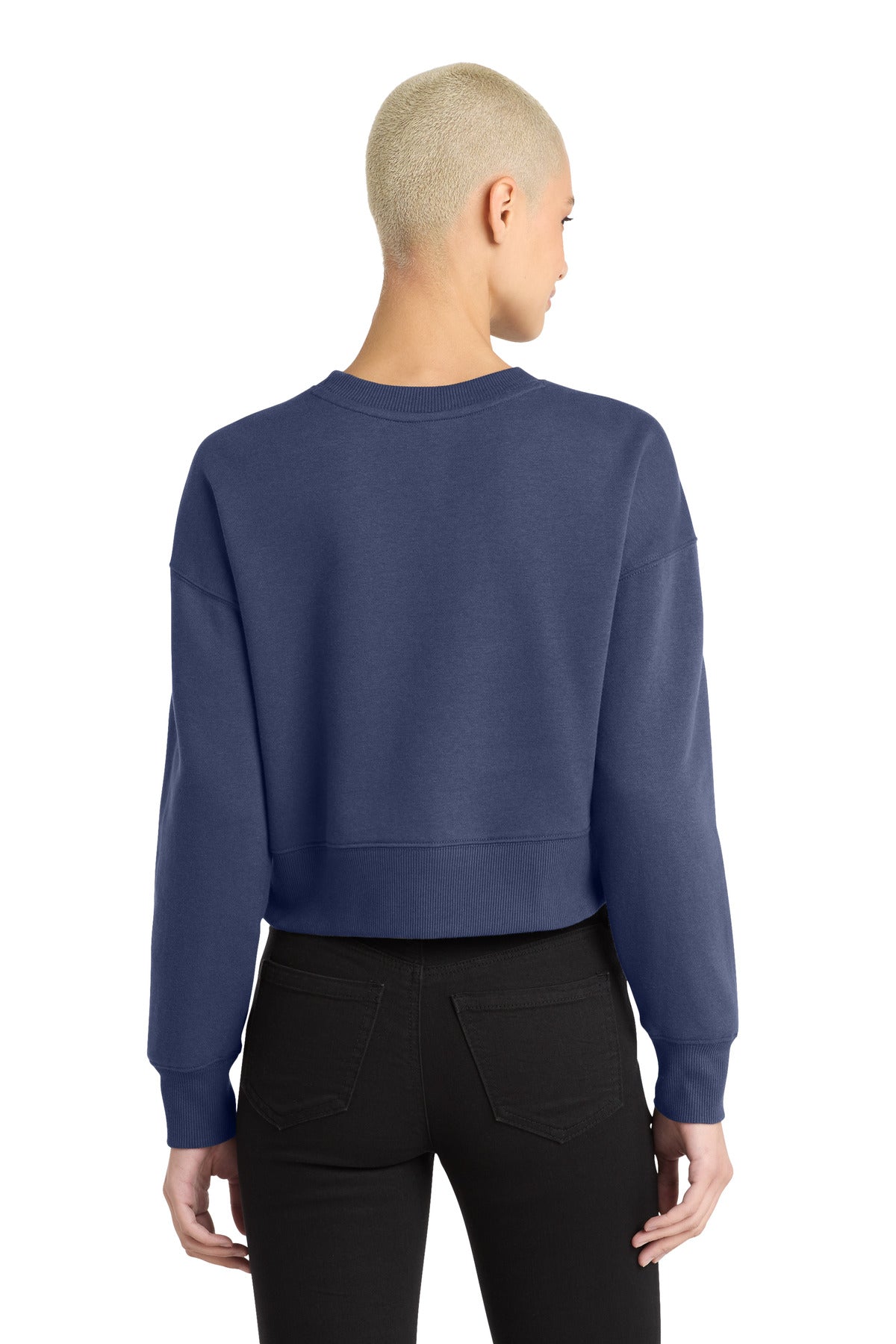District  Women's Perfect Weight  Fleece Cropped Crew - Tanzanite
