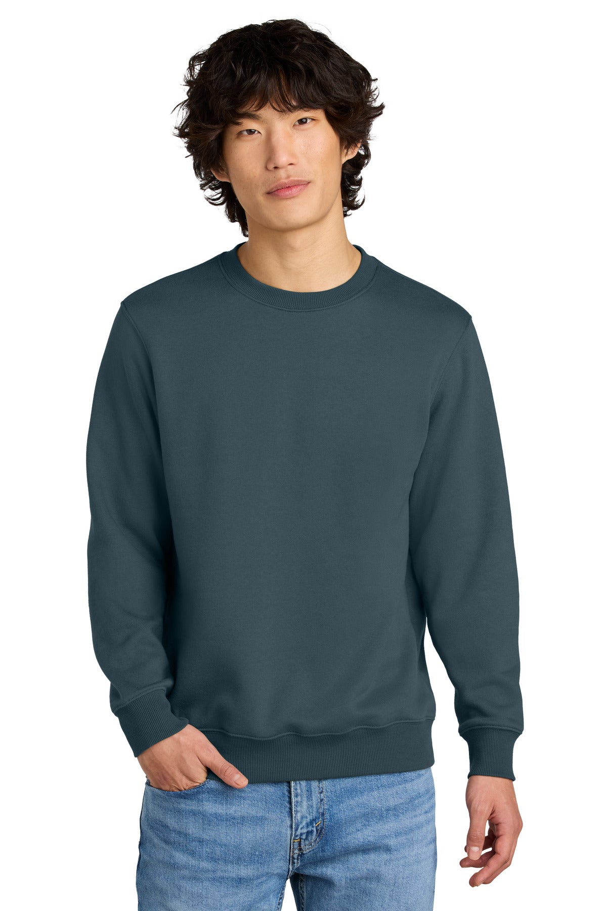 District Perfect Weight Fleece Crew - Deep Steel Blue