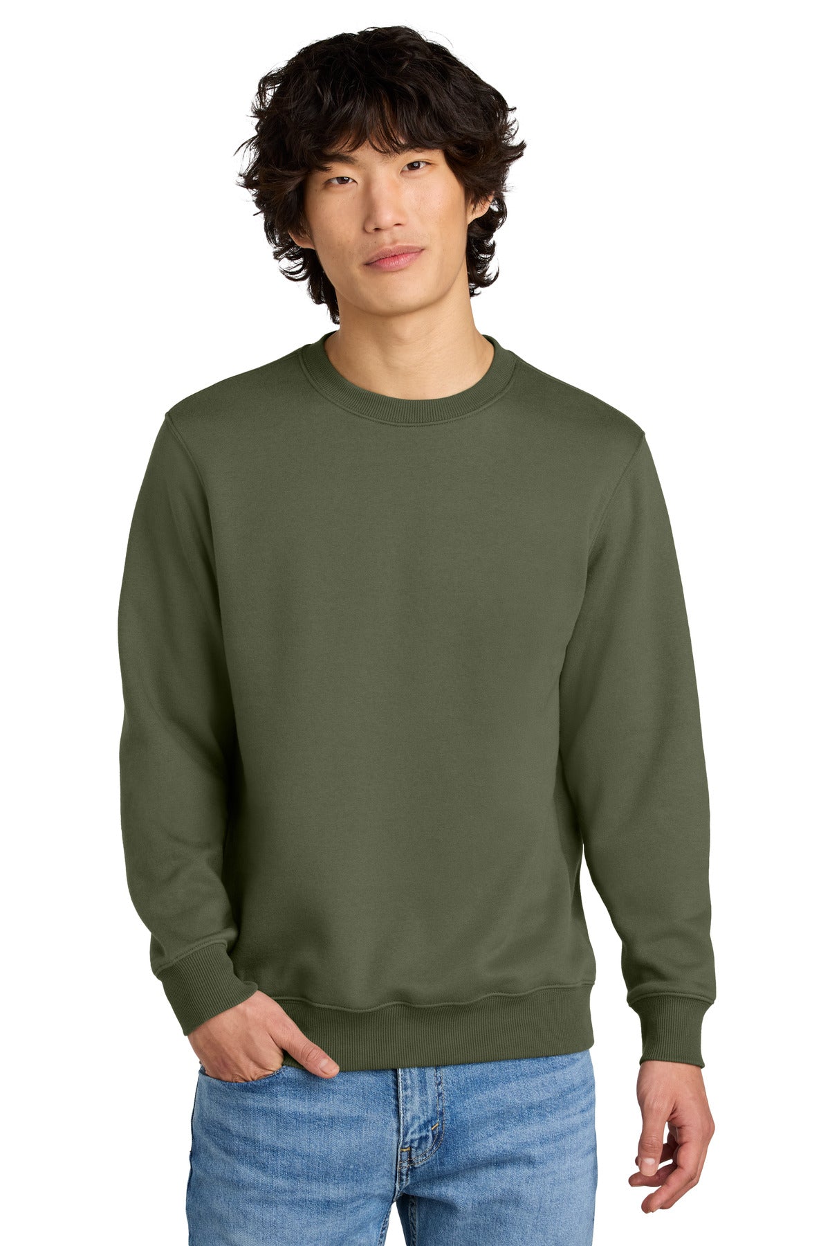 District Perfect Weight Fleece Crew - Military Green