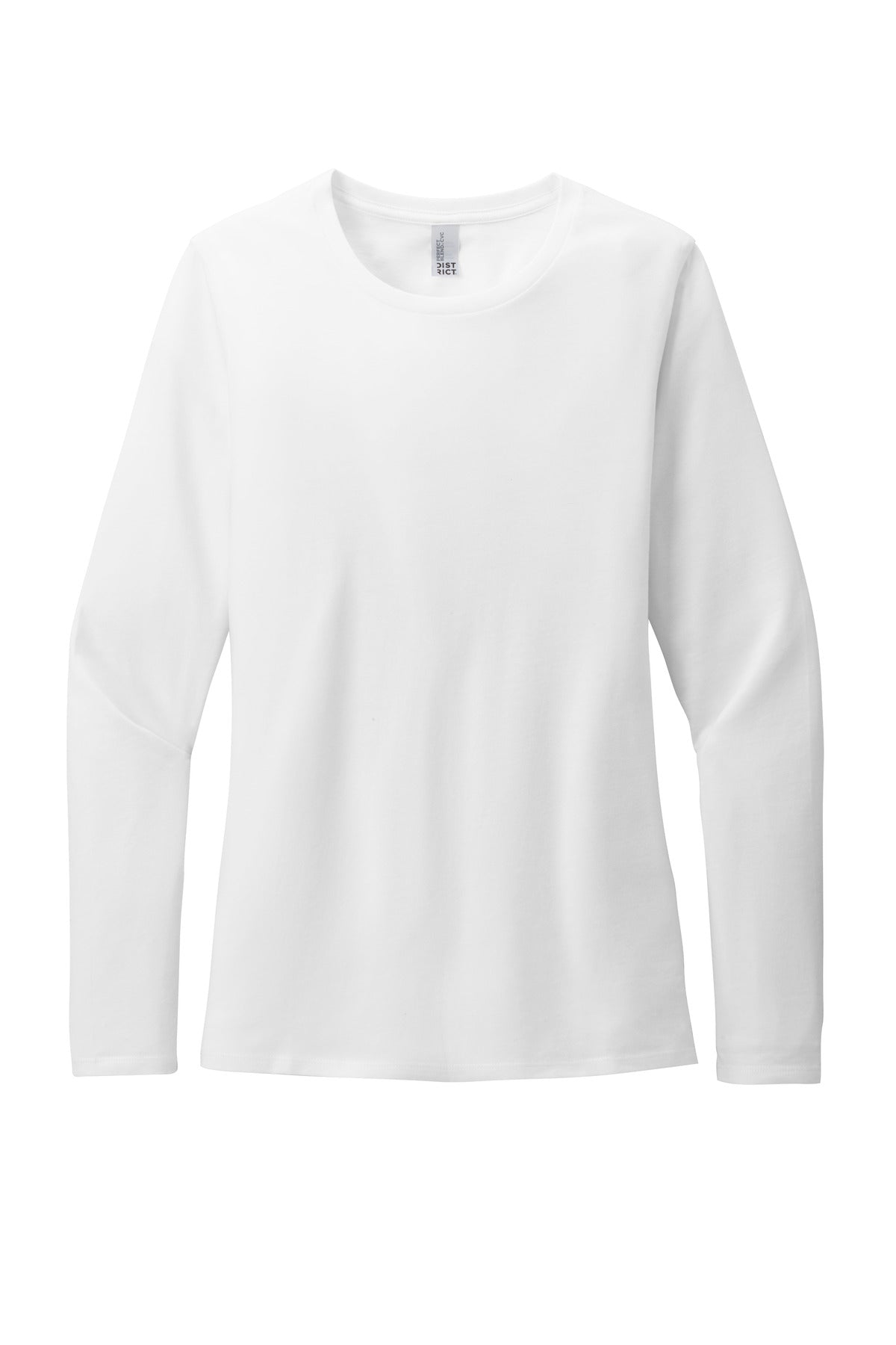 District Women's Perfect Blend CVC Long Sleeve Tee - White