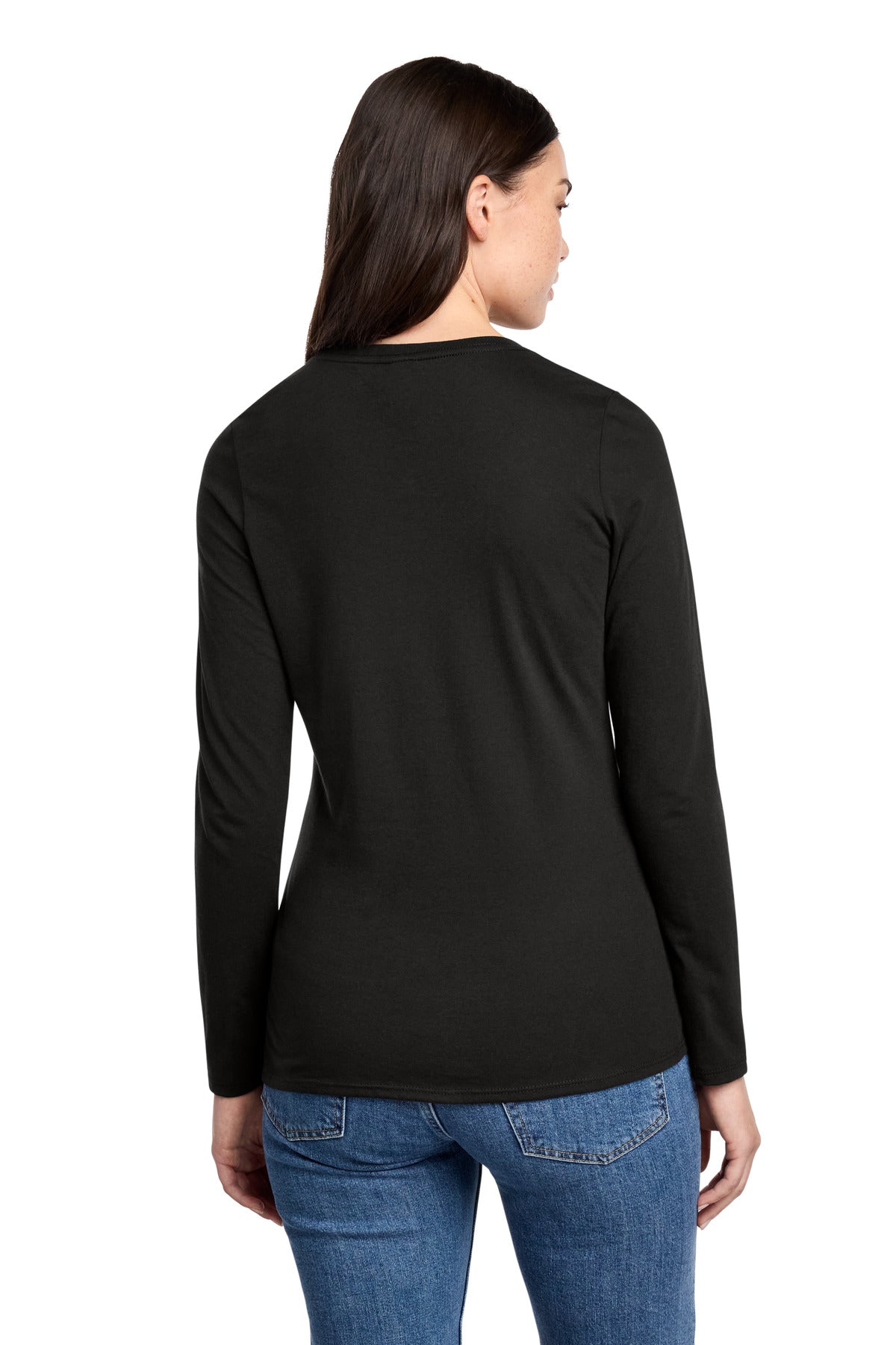 District Women's Perfect Blend CVC Long Sleeve Tee - Black