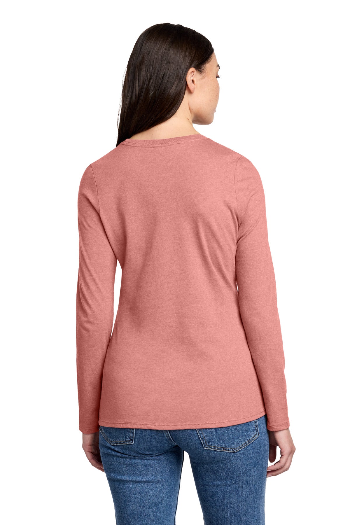 District Women's Perfect Blend CVC Long Sleeve Tee - Blush Frost