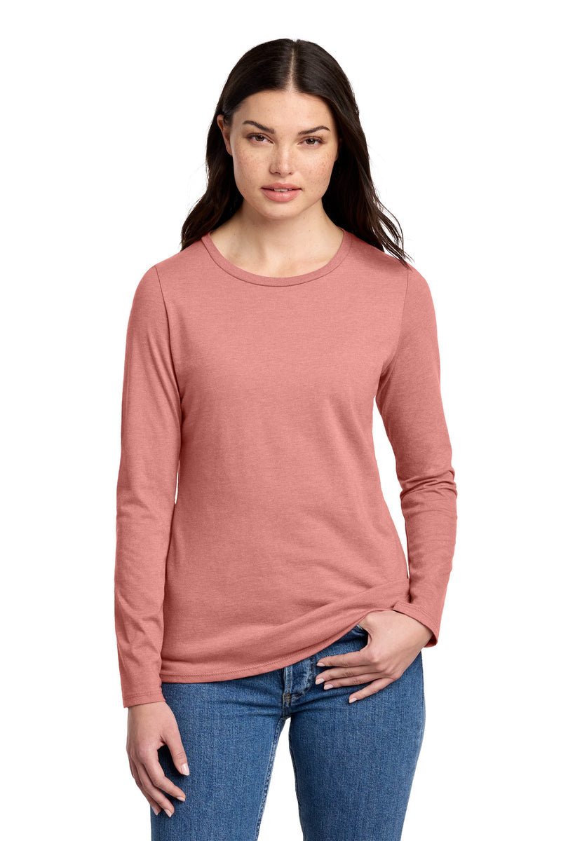 District Women's Perfect Blend CVC Long Sleeve Tee - Blush Frost