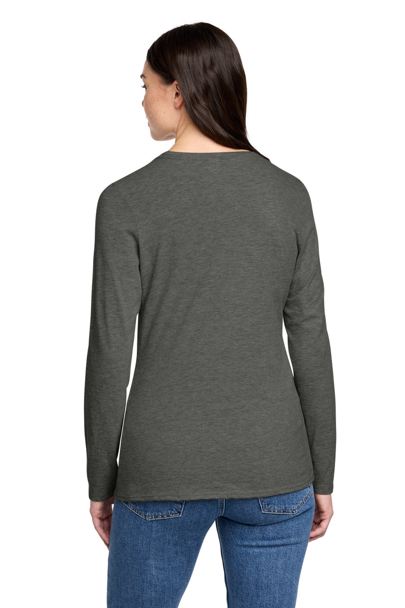 District Women's Perfect Blend CVC Long Sleeve Tee - Heathered Charcoal
