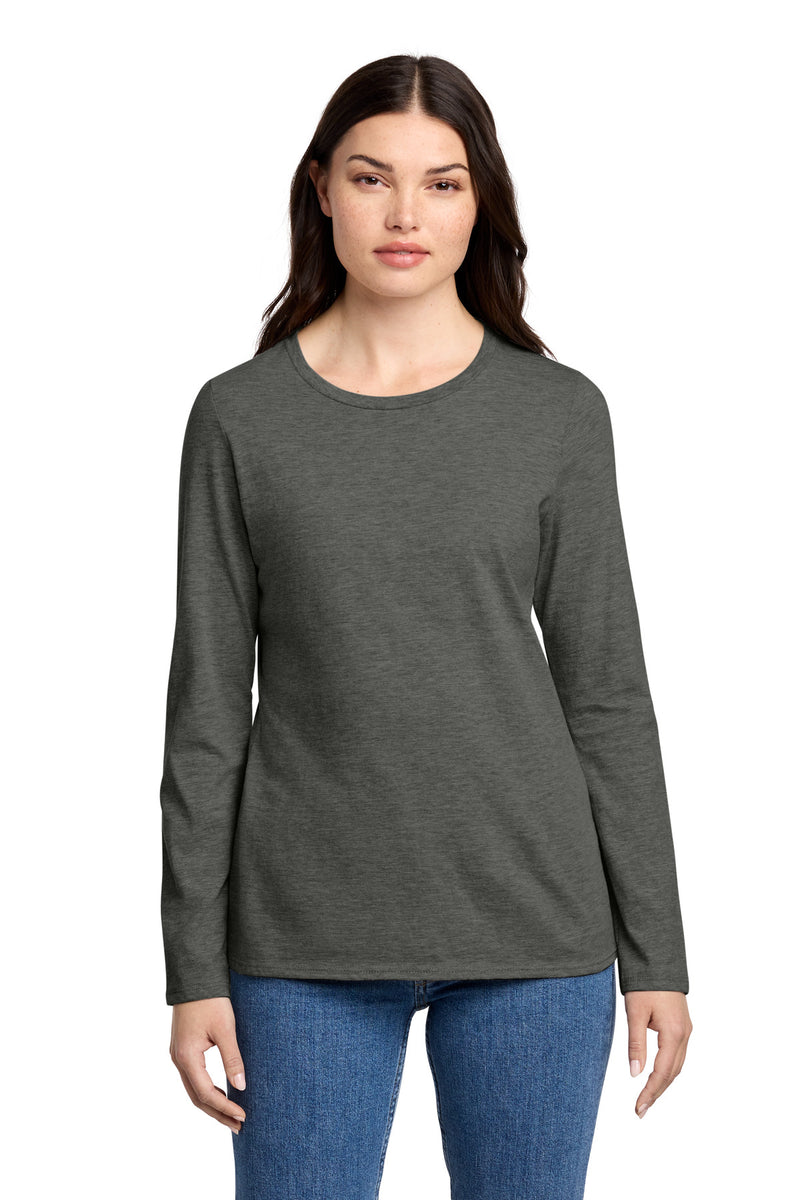 District Women's Perfect Blend CVC Long Sleeve Tee - Heathered Charcoal