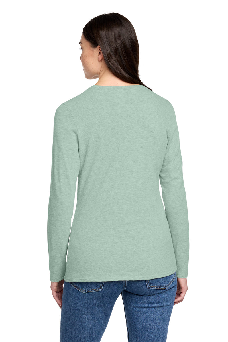 District Women's Perfect Blend CVC Long Sleeve Tee - Heathered Dusty Sage