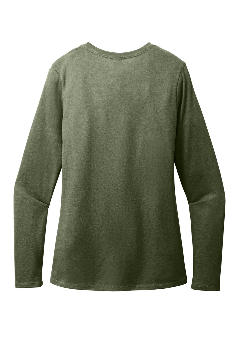 District Women's Perfect Blend CVC Long Sleeve Tee - Heathered Olive