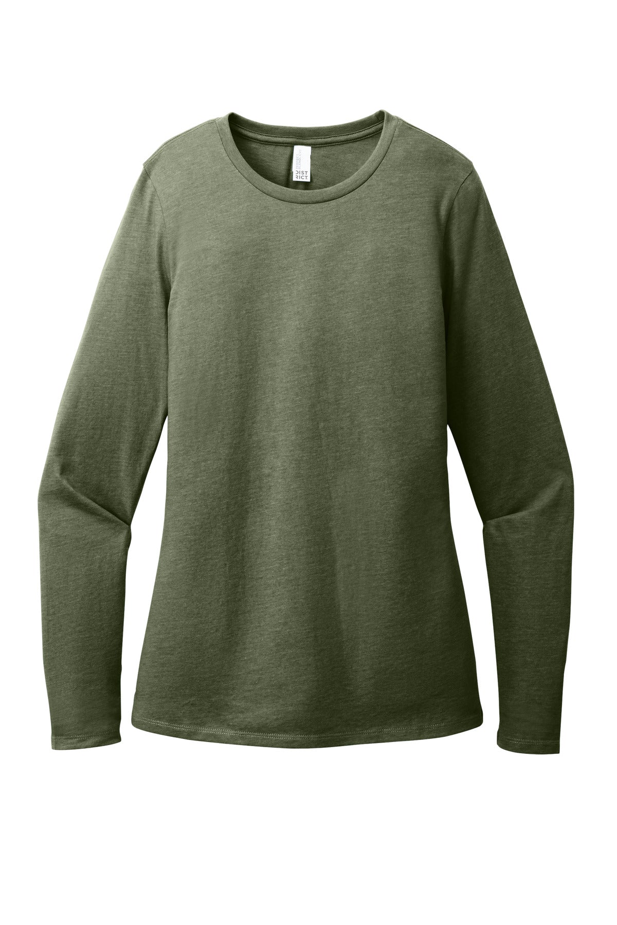 District Women's Perfect Blend CVC Long Sleeve Tee - Heathered Olive