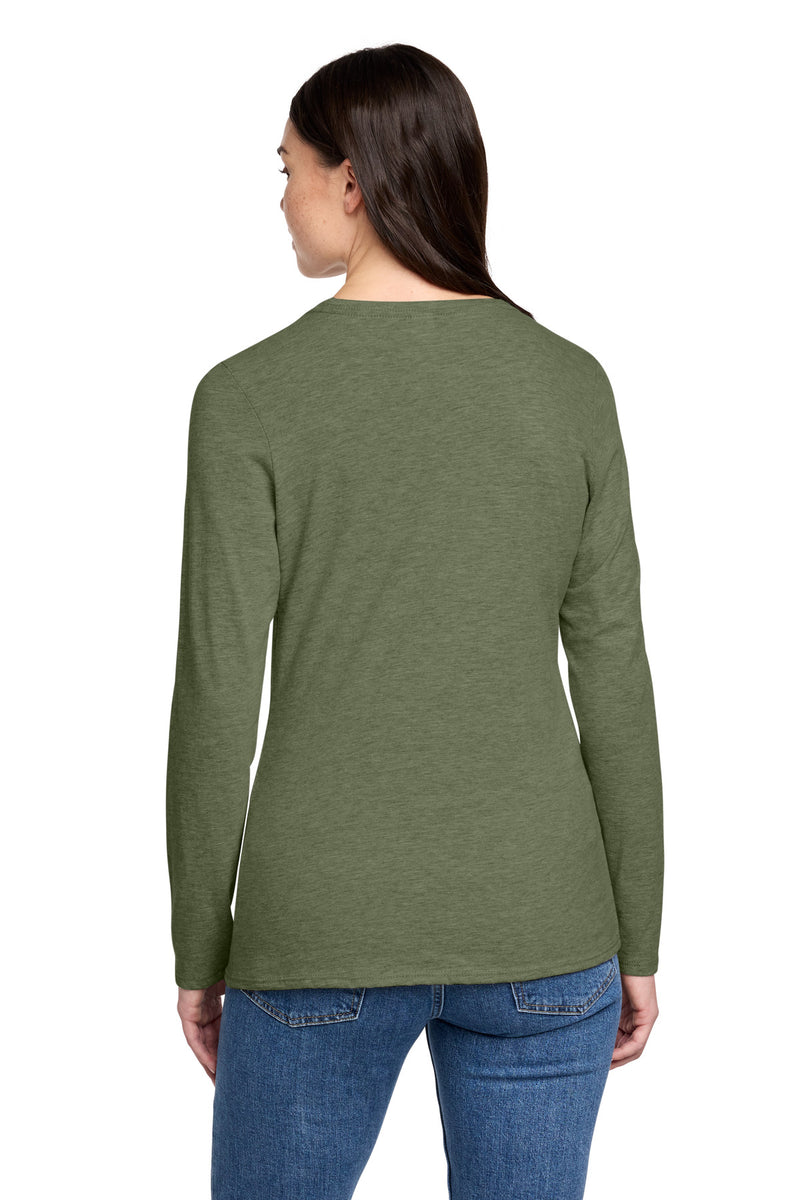 District Women's Perfect Blend CVC Long Sleeve Tee - Heathered Olive