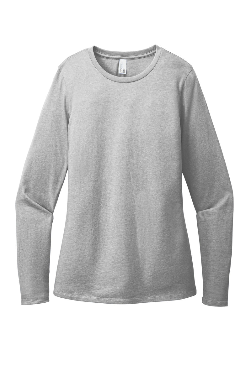District Women's Perfect Blend CVC Long Sleeve Tee - Light Heather Grey