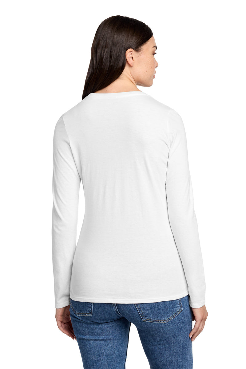 District Women's Perfect Blend CVC Long Sleeve Tee - White