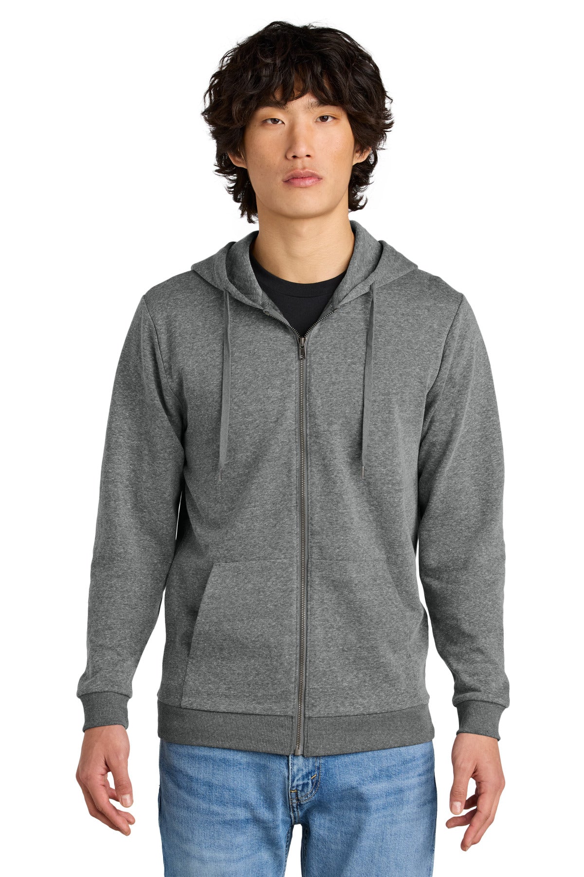 District Perfect Tri Fleece Full-Zip Hoodie - Grey Frost