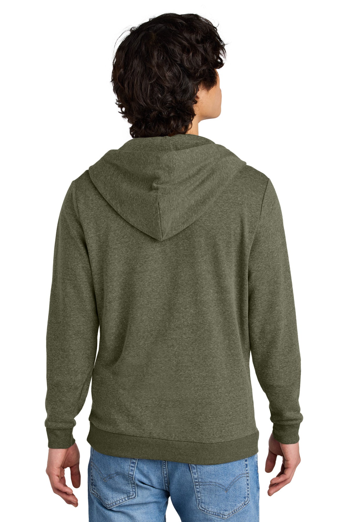 District Perfect Tri Fleece Full-Zip Hoodie - Military Green Frost