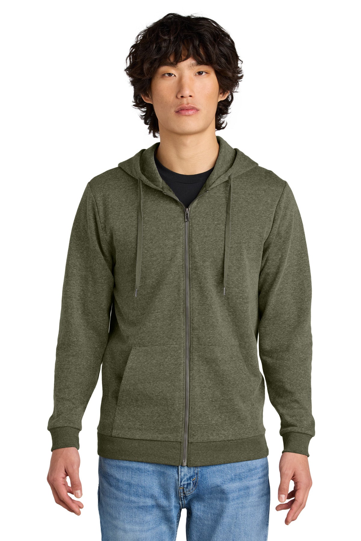 District Perfect Tri Fleece Full-Zip Hoodie - Military Green Frost