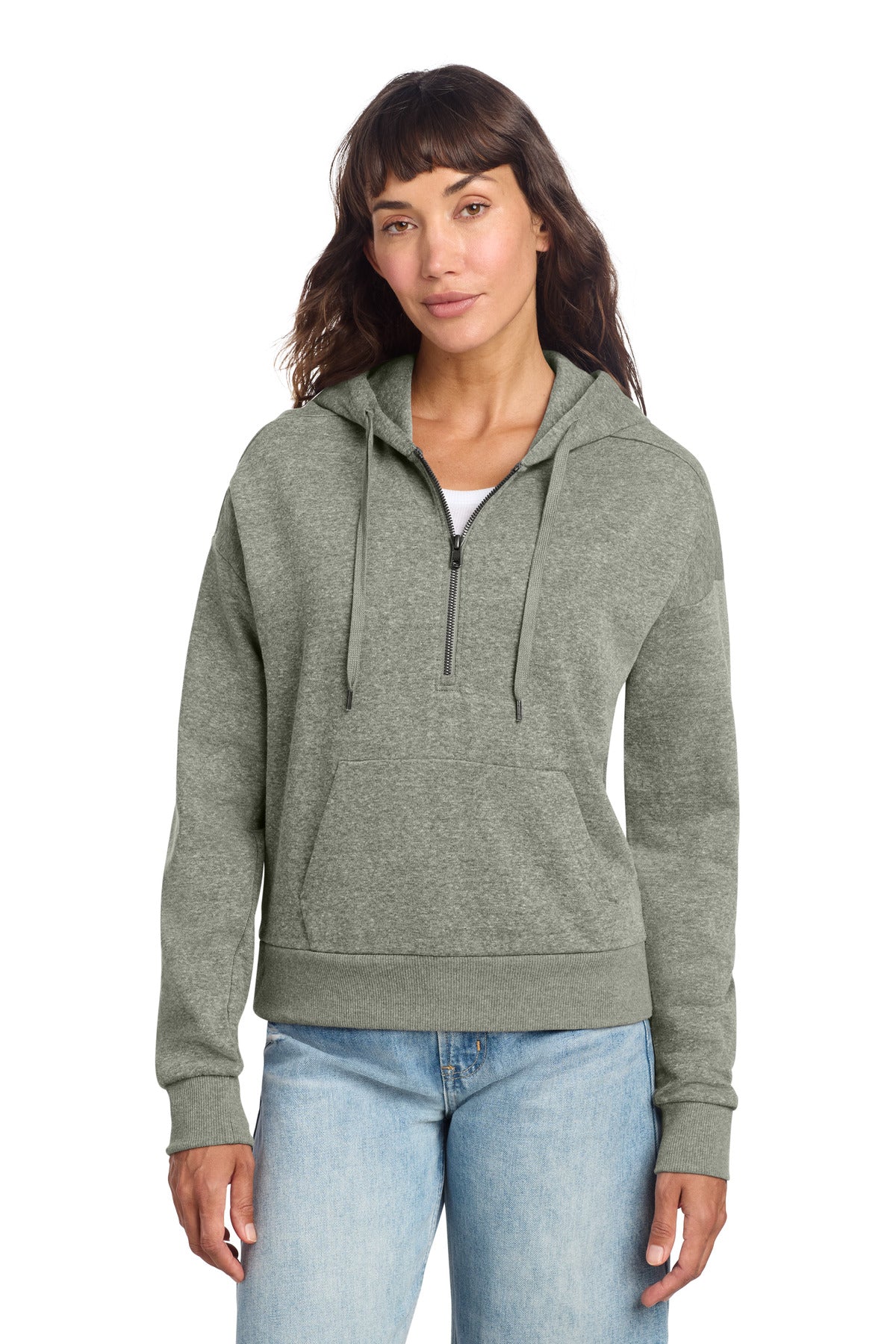 District Women's Perfect Tri Fleece 1/2-Zip Pullover - Grey Frost