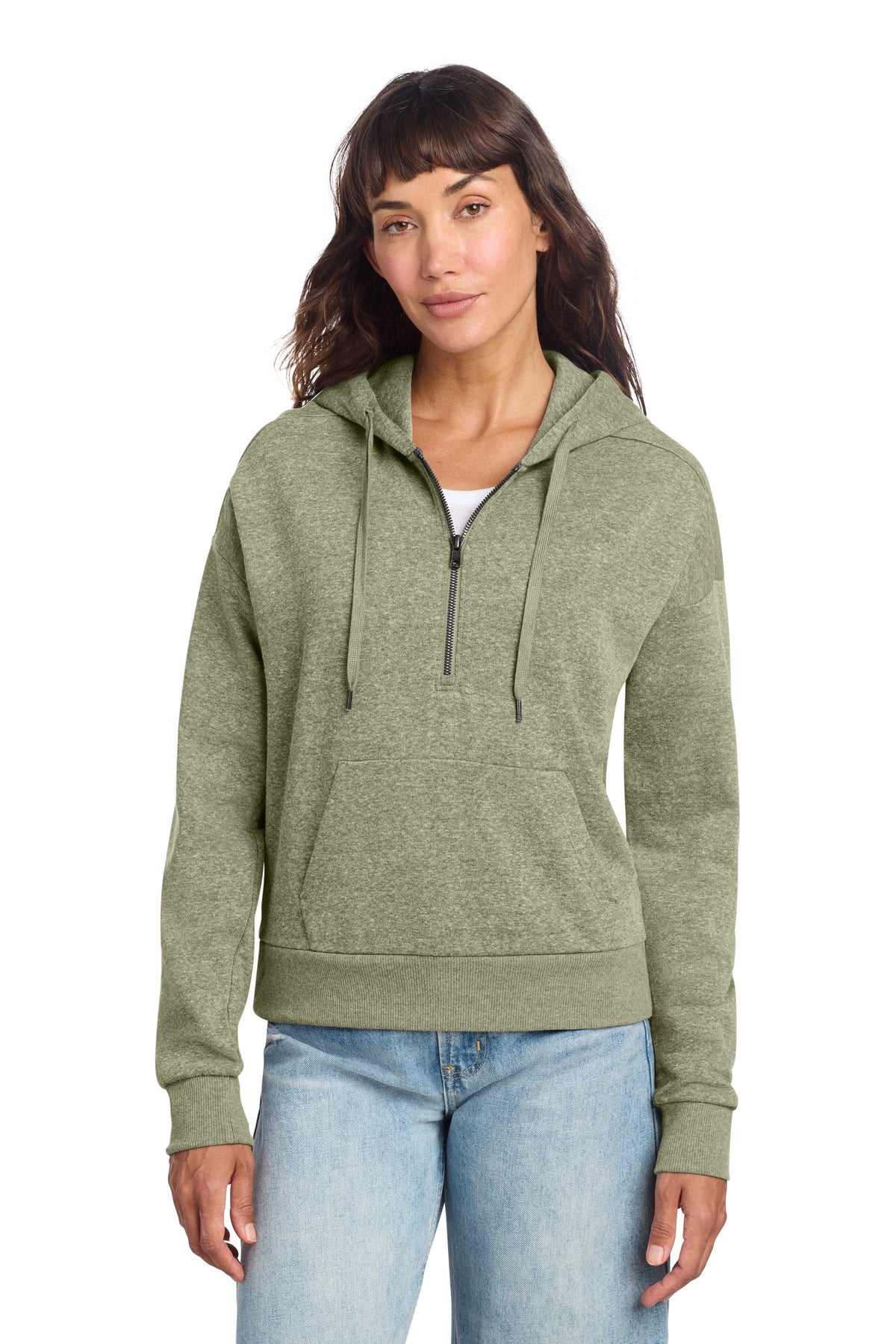 District Women's Perfect Tri Fleece 1/2-Zip Pullover - Military Green Frost