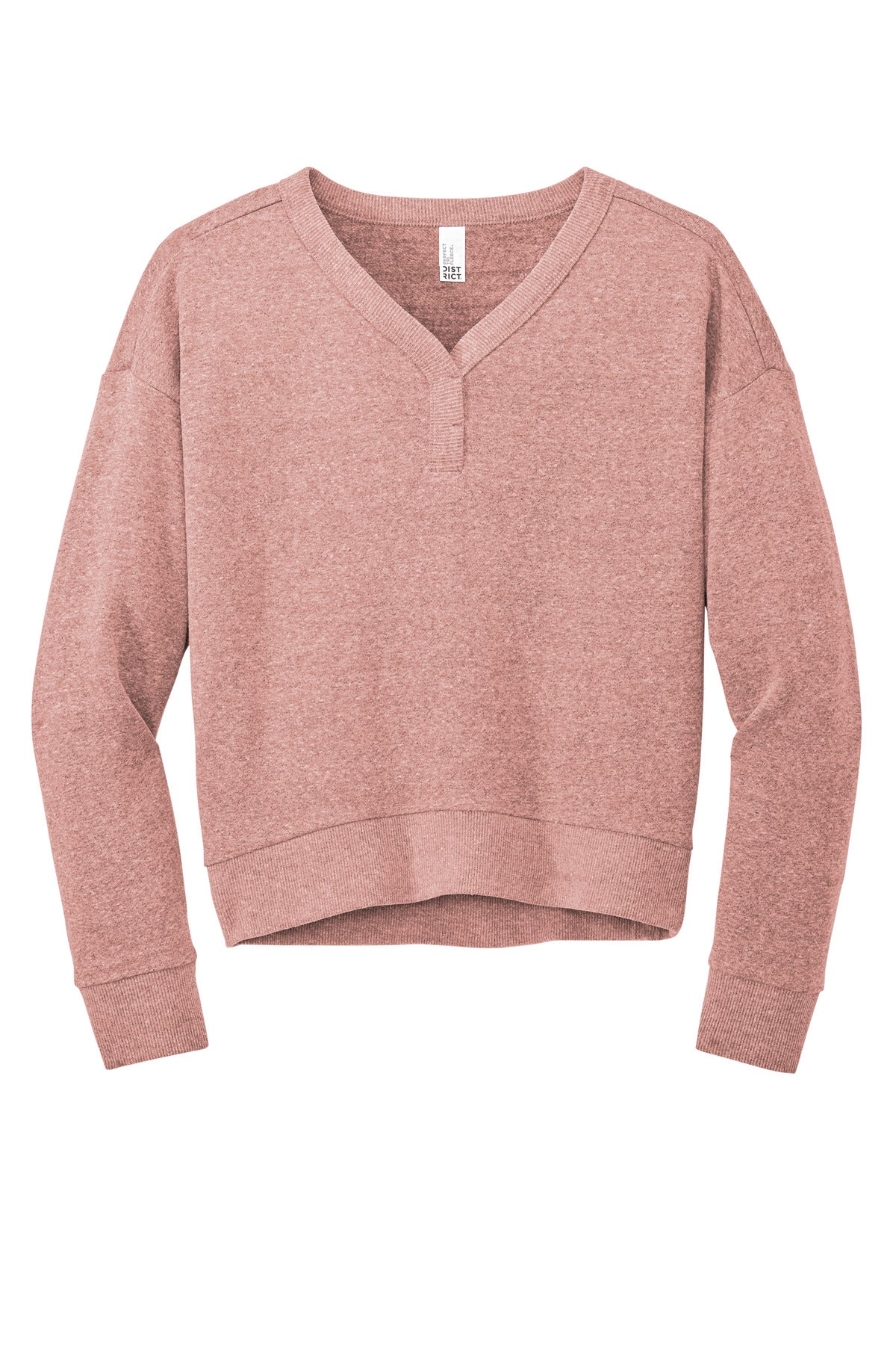 District Women's Perfect Tri Fleece V-Neck Sweatshirt - Blush Frost