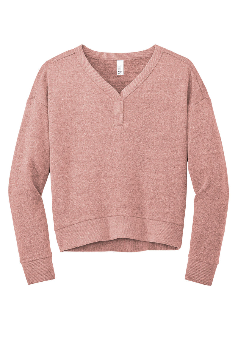District Women's Perfect Tri Fleece V-Neck Sweatshirt - Blush Frost