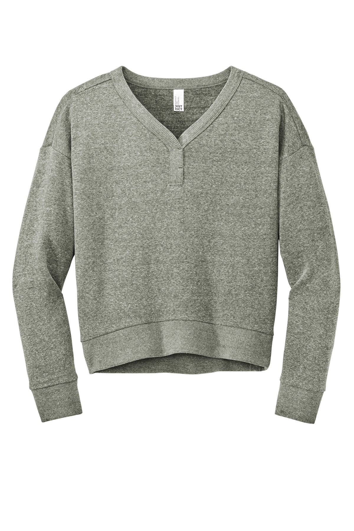 District Women's Perfect Tri Fleece V-Neck Sweatshirt - Grey Frost