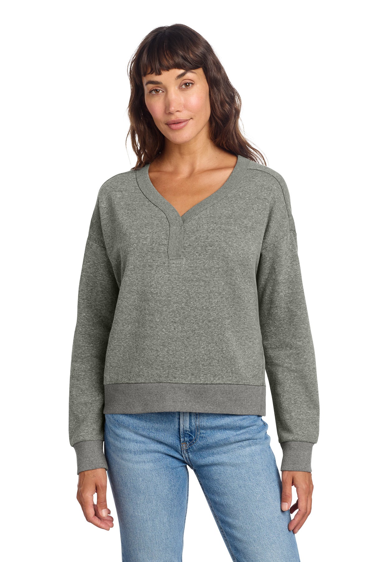 District Women's Perfect Tri Fleece V-Neck Sweatshirt - Heathered Charcoal