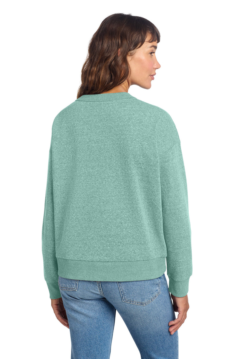 District Women's Perfect Tri Fleece V-Neck Sweatshirt - Heathered Eucalyptus Blue