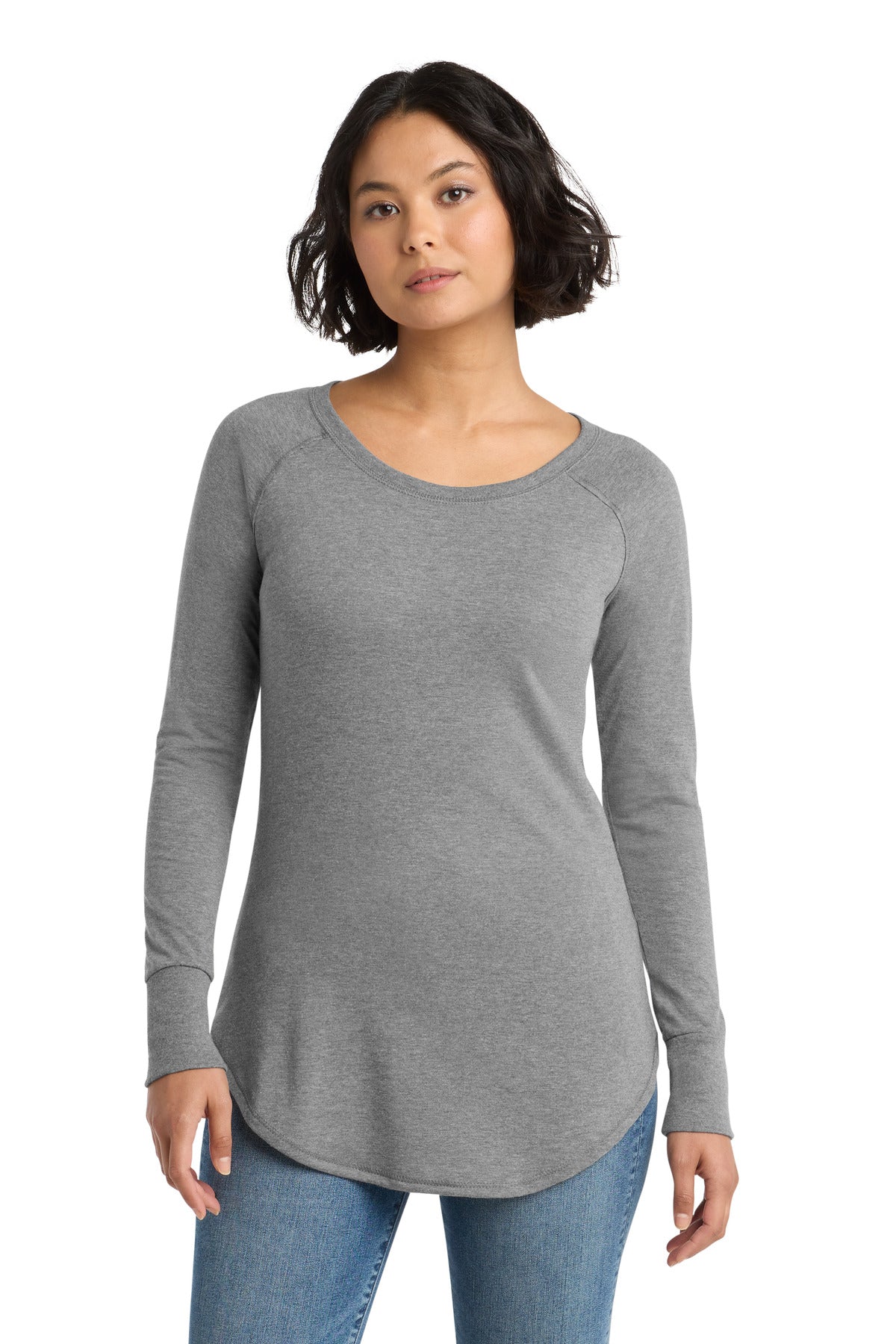 District  Women's Perfect Tri  Long Sleeve Tunic Tee - Grey Frost