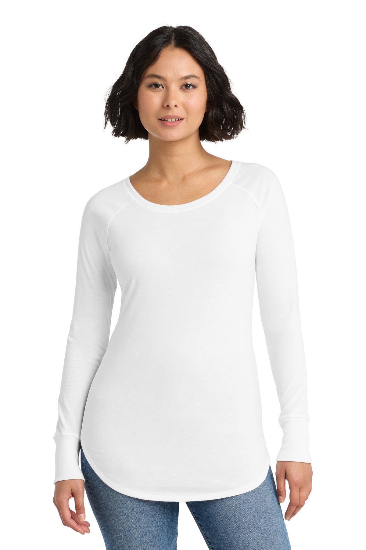 District  Women's Perfect Tri  Long Sleeve Tunic Tee - White
