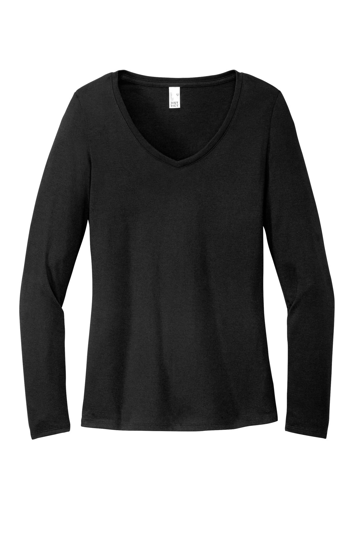 District Women's Perfect Tri Long Sleeve V-Neck Tee - Black