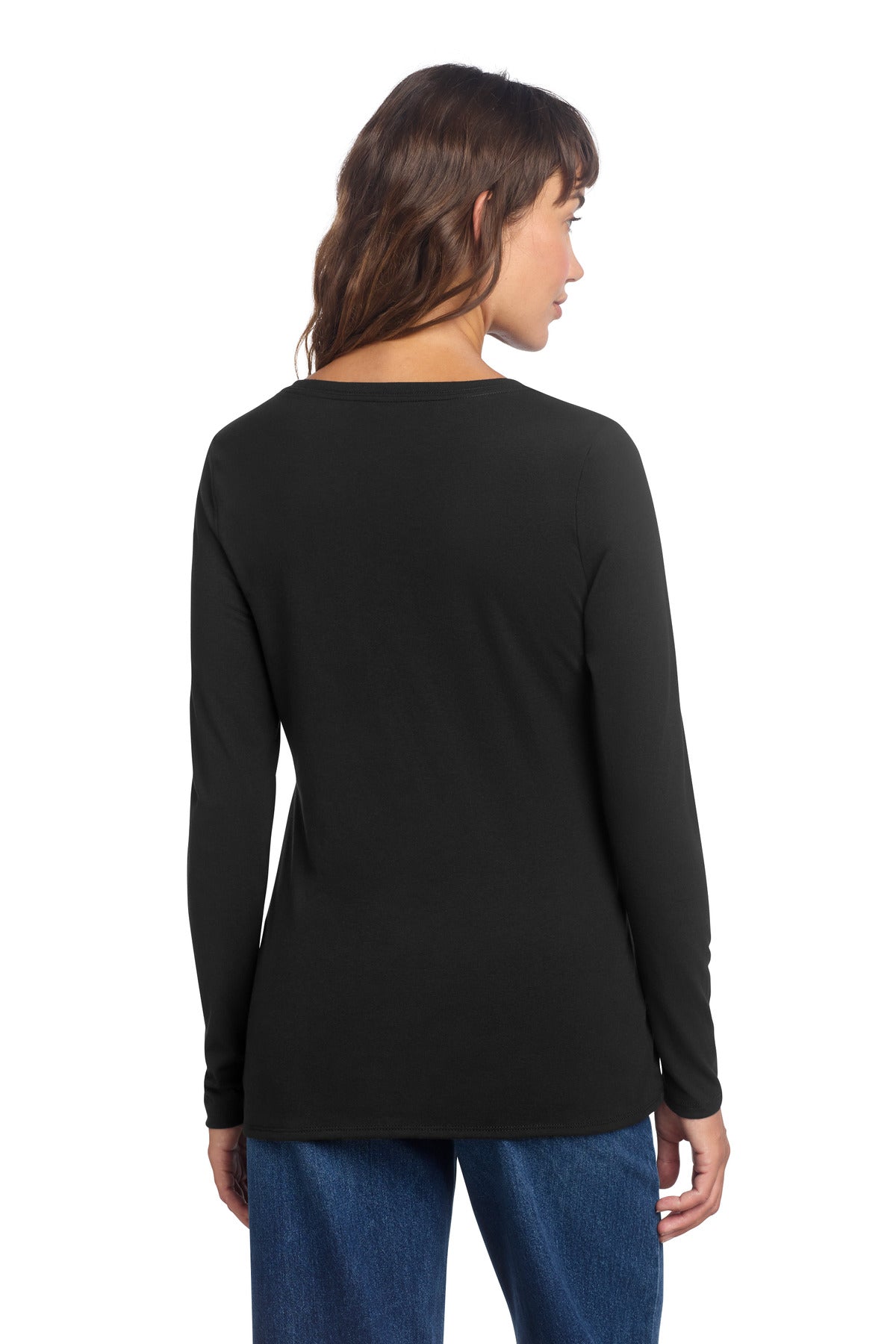 District Women's Perfect Tri Long Sleeve V-Neck Tee - Black