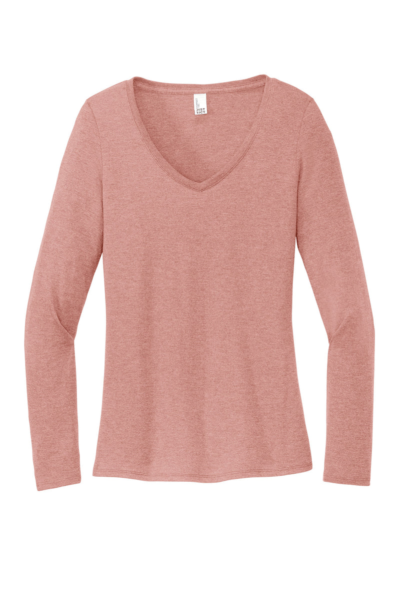 District Women's Perfect Tri Long Sleeve V-Neck Tee - Blush Frost