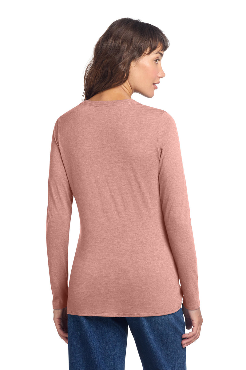 District Women's Perfect Tri Long Sleeve V-Neck Tee - Blush Frost