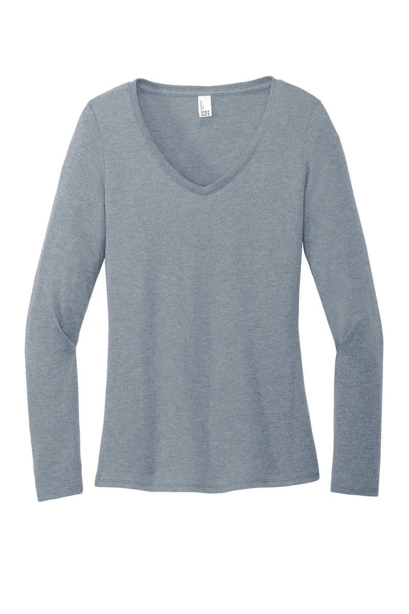 District Women's Perfect Tri Long Sleeve V-Neck Tee - Flint Blue Heather