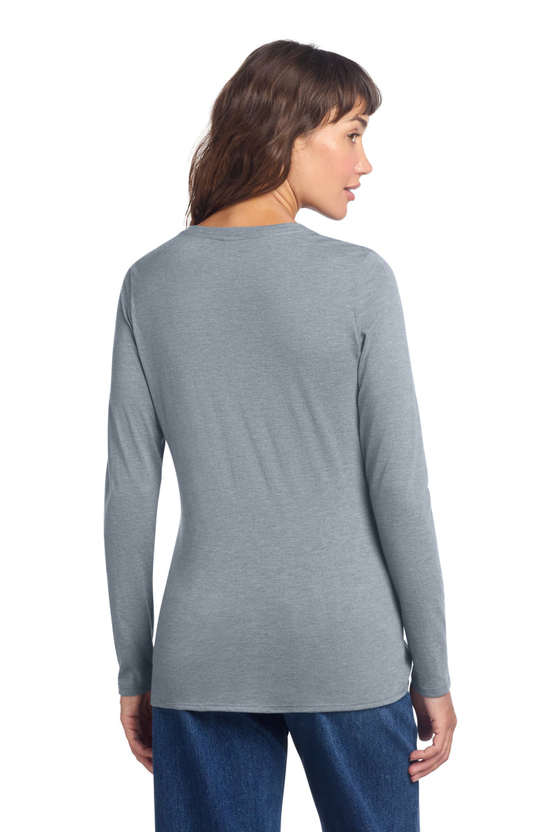 District Women's Perfect Tri Long Sleeve V-Neck Tee - Flint Blue Heather