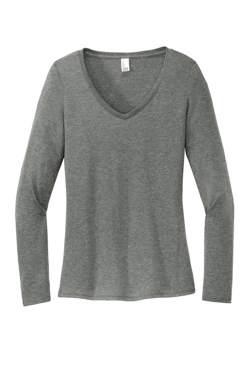 District Women's Perfect Tri Long Sleeve V-Neck Tee - Heathered Charcoal