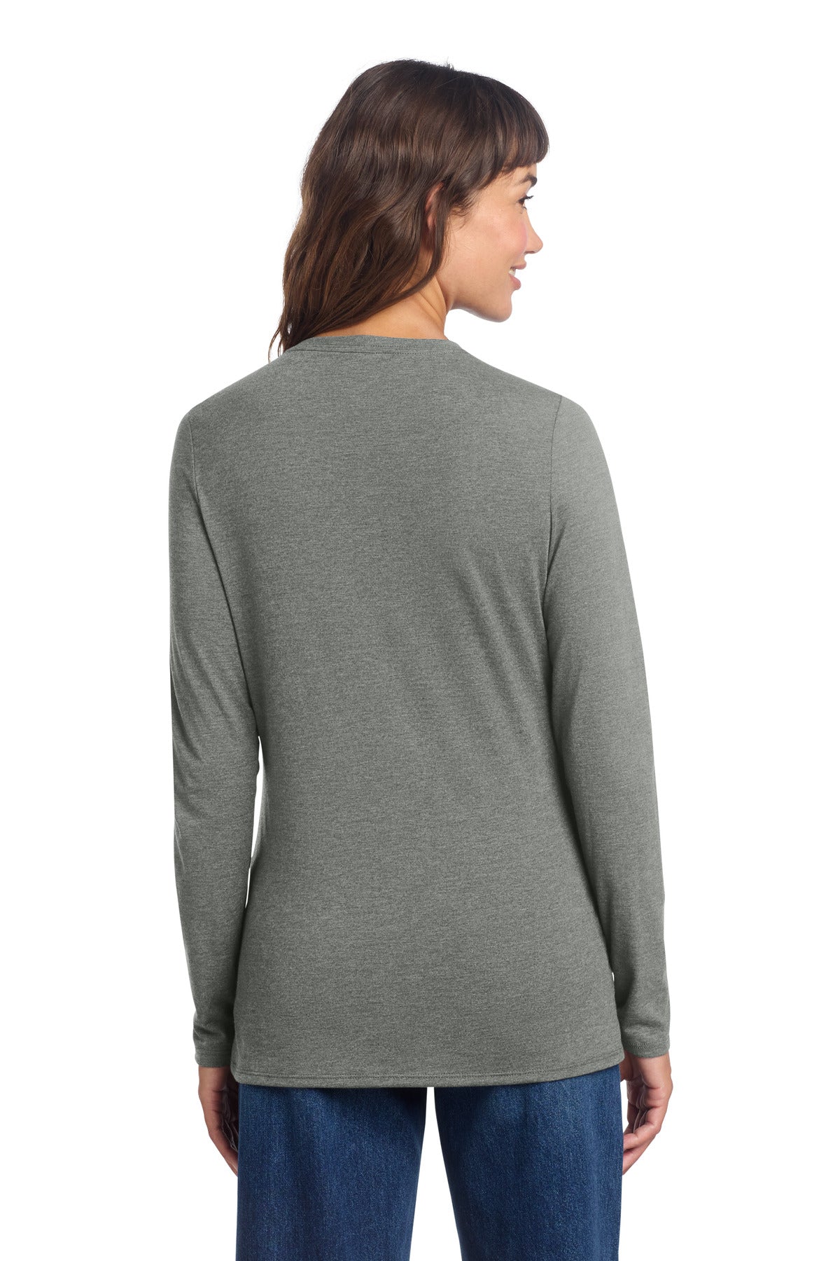 District Women's Perfect Tri Long Sleeve V-Neck Tee - Heathered Charcoal