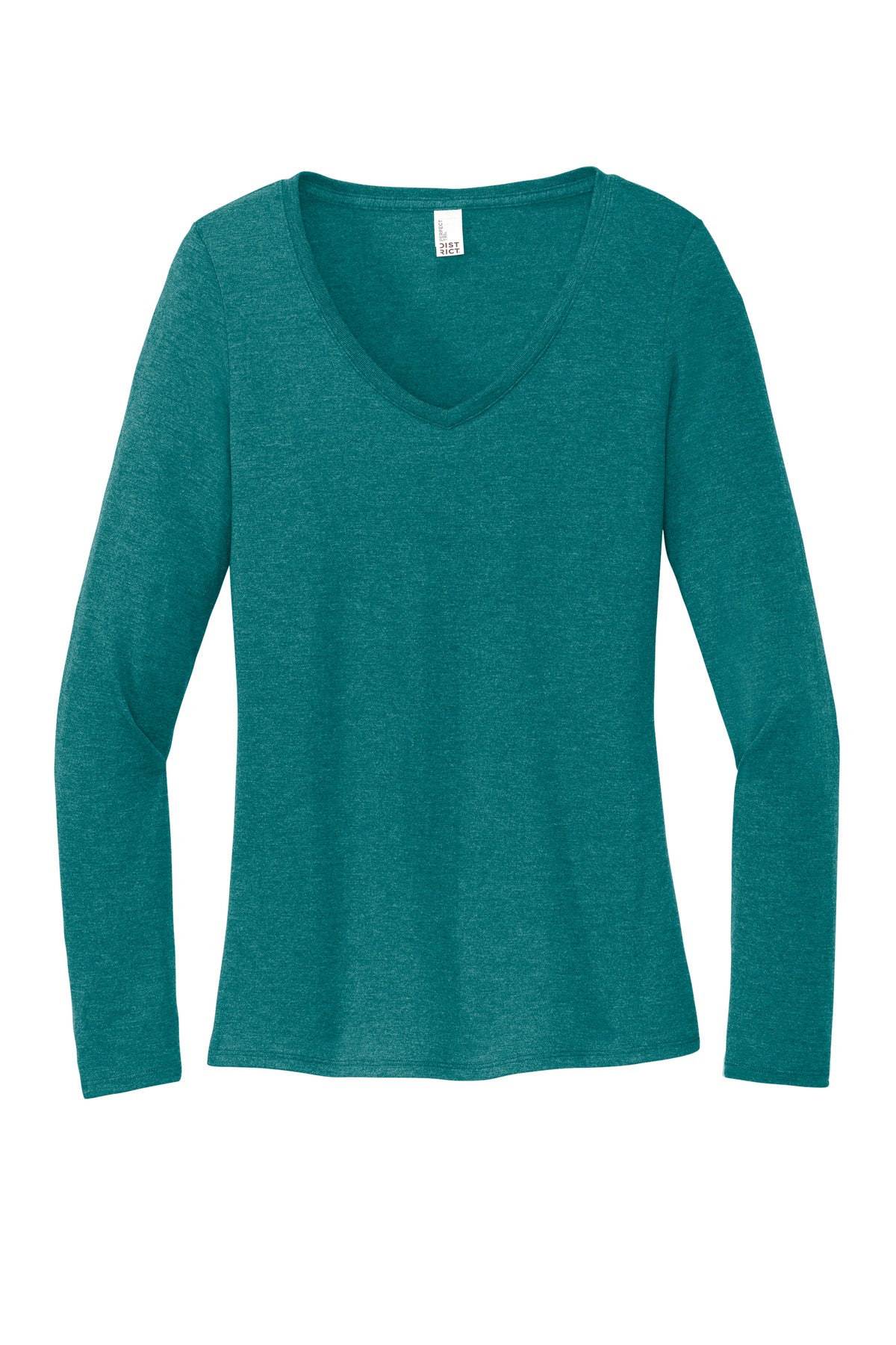 District Women's Perfect Tri Long Sleeve V-Neck Tee - Heathered Teal