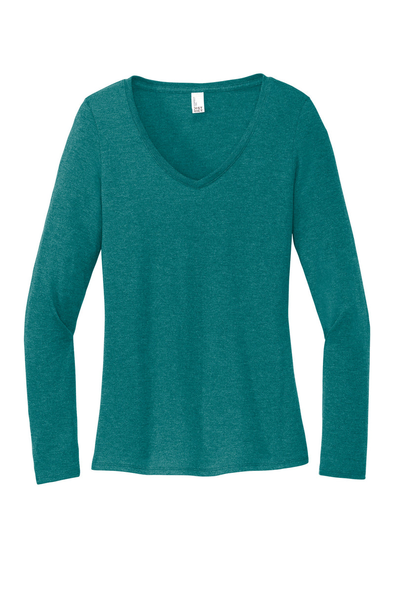 District Women's Perfect Tri Long Sleeve V-Neck Tee - Heathered Teal