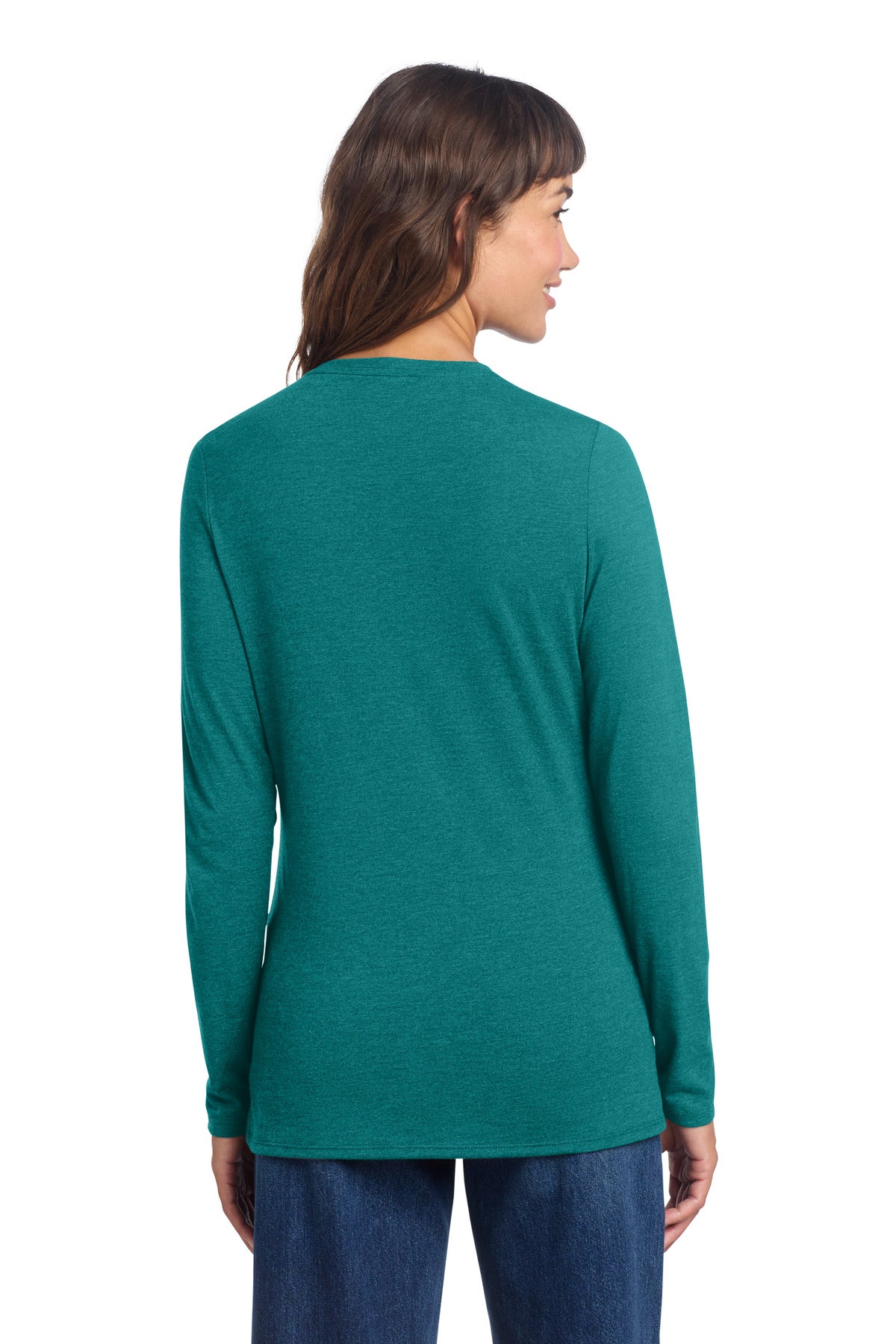 District Women's Perfect Tri Long Sleeve V-Neck Tee - Heathered Teal