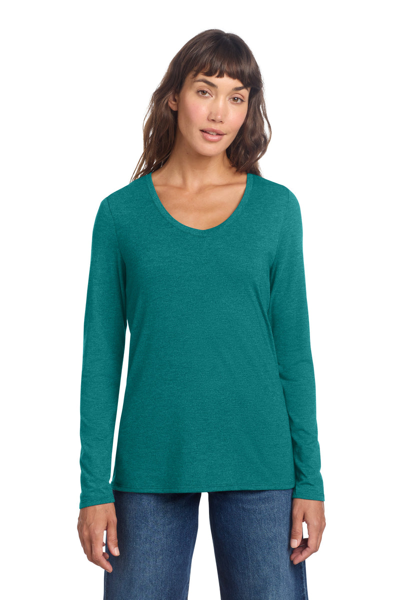 District Women's Perfect Tri Long Sleeve V-Neck Tee - Heathered Teal