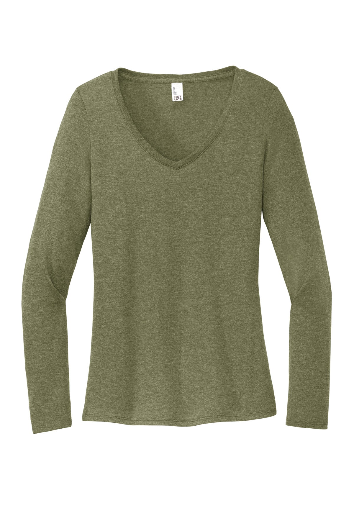 District Women's Perfect Tri Long Sleeve V-Neck Tee - Military Green Frost