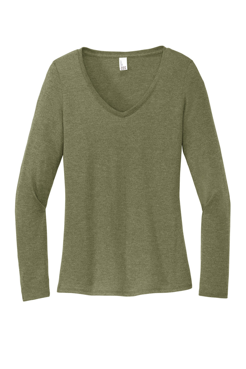 District Women's Perfect Tri Long Sleeve V-Neck Tee - Military Green Frost
