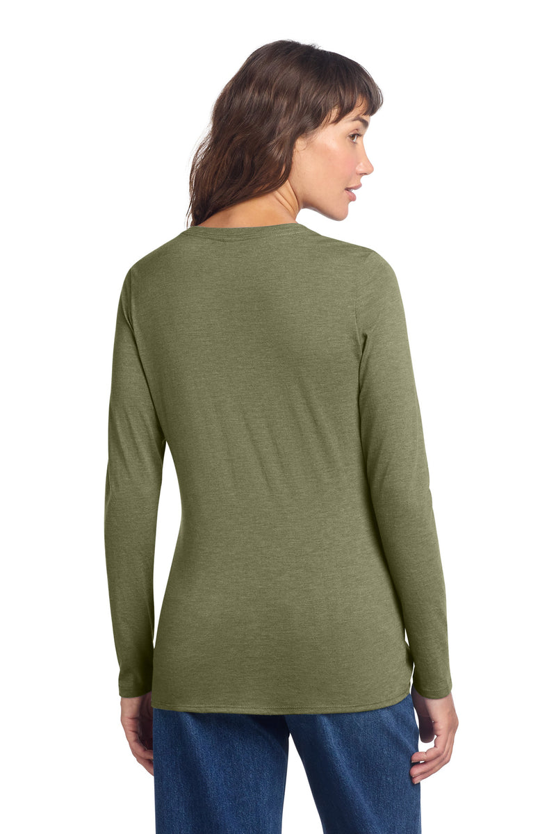 District Women's Perfect Tri Long Sleeve V-Neck Tee - Military Green Frost