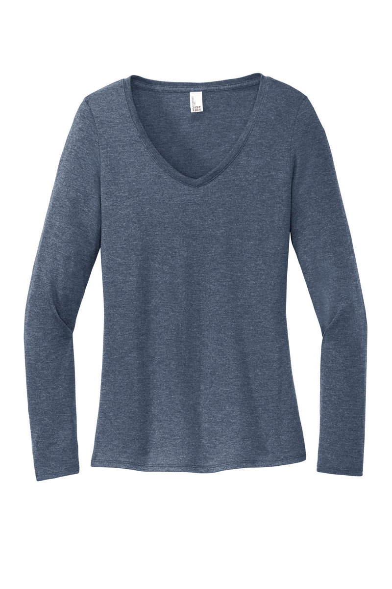 District Women's Perfect Tri Long Sleeve V-Neck Tee - Navy Frost