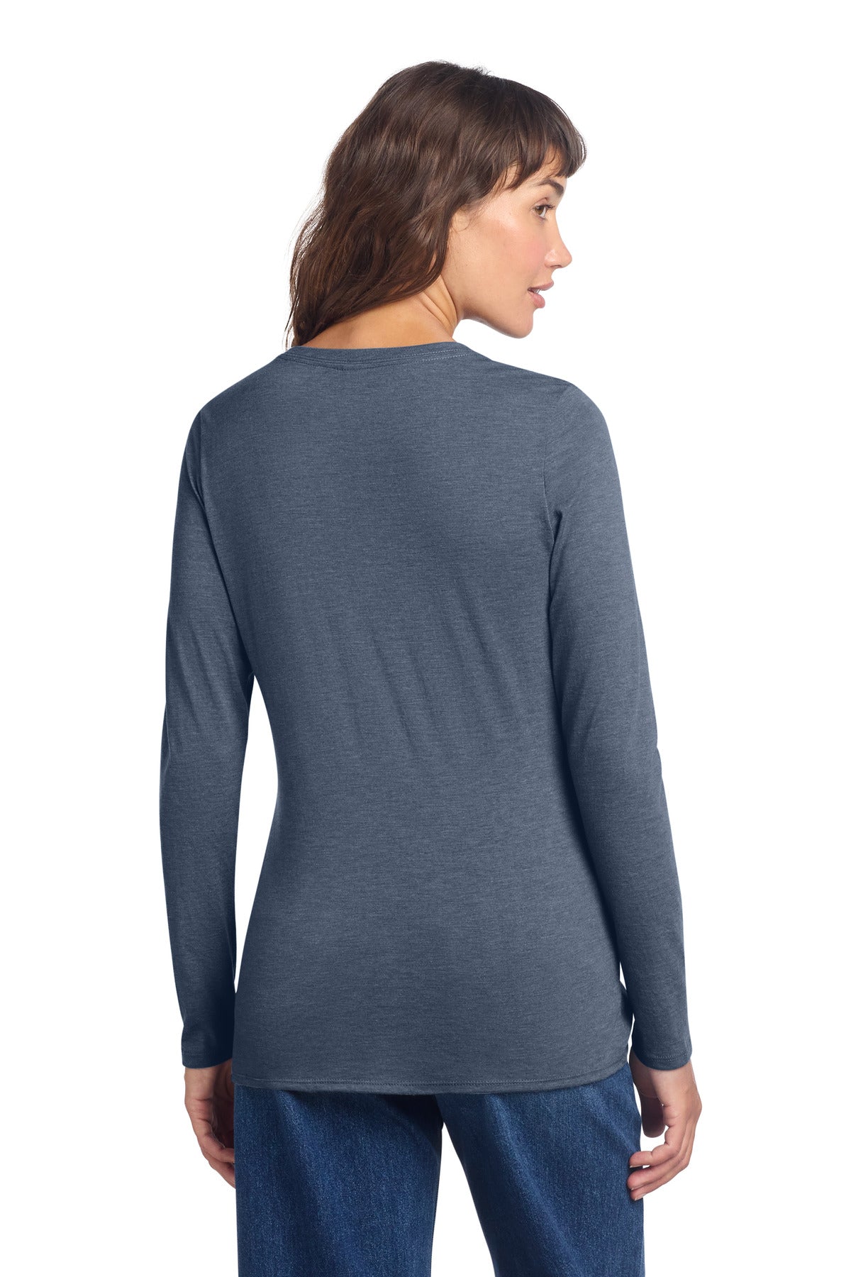 District Women's Perfect Tri Long Sleeve V-Neck Tee - Navy Frost
