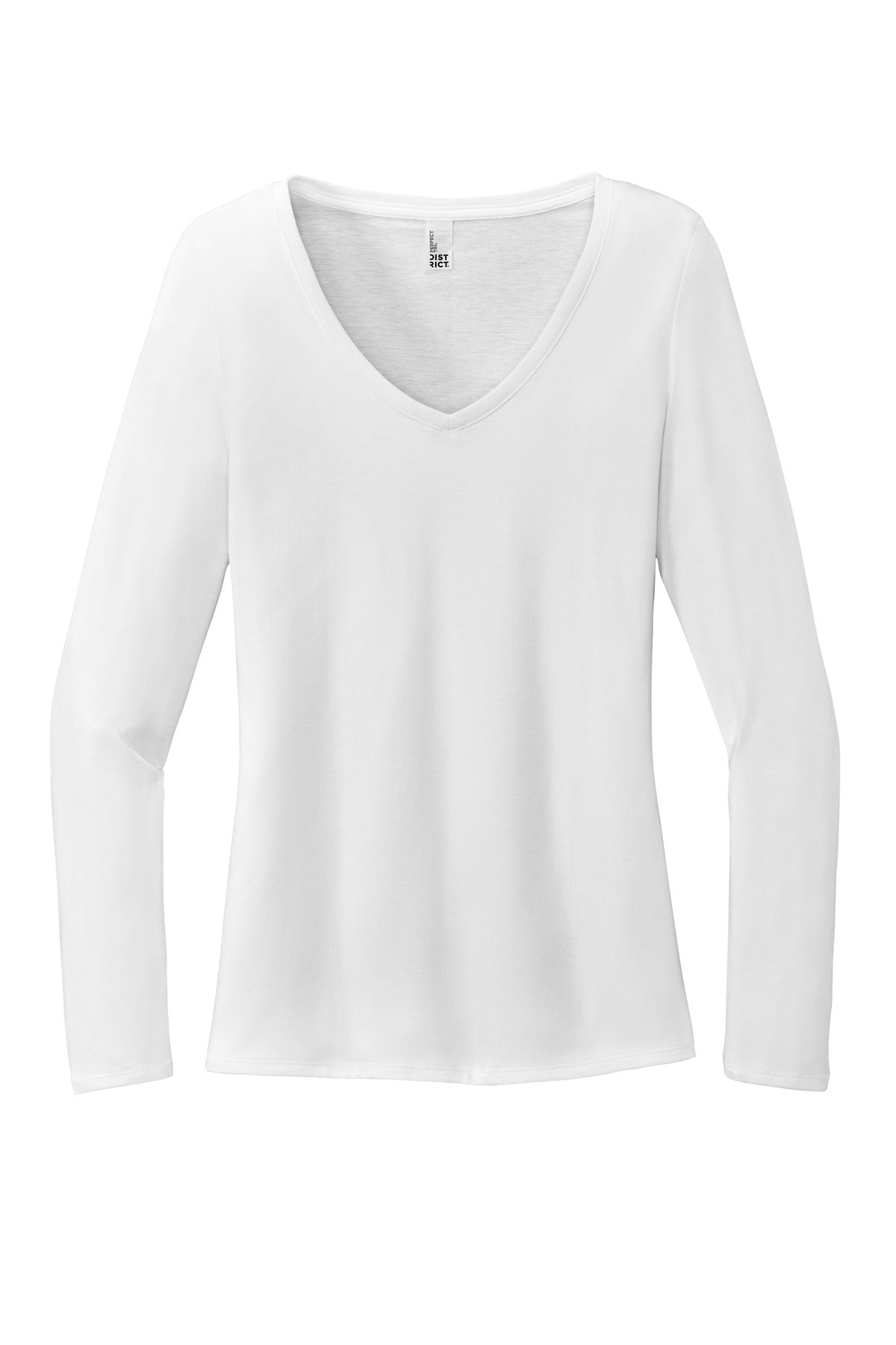 District Women's Perfect Tri Long Sleeve V-Neck Tee - White