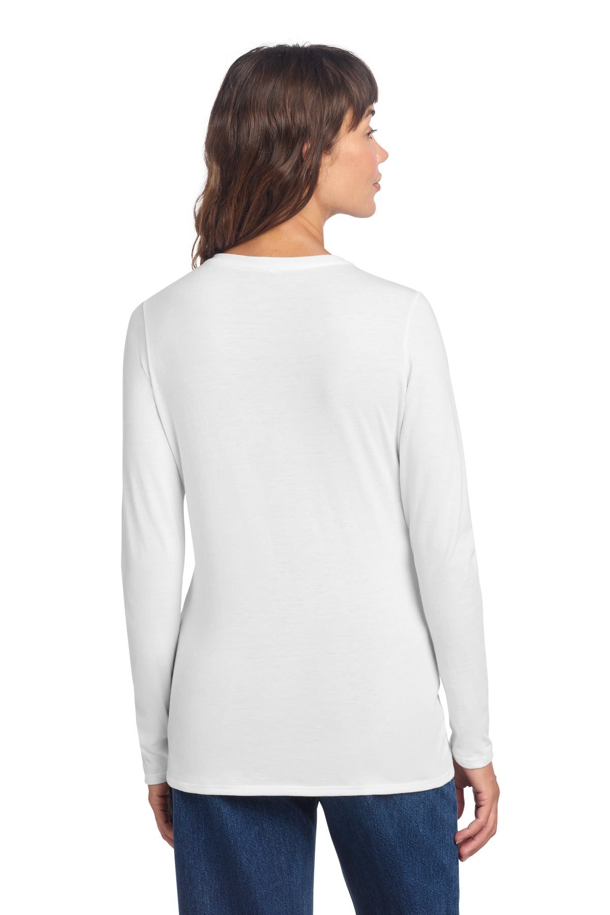District Women's Perfect Tri Long Sleeve V-Neck Tee - White