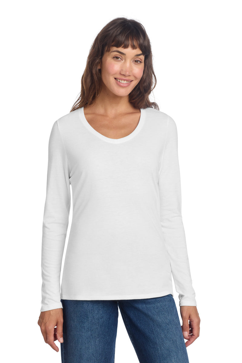 District Women's Perfect Tri Long Sleeve V-Neck Tee - White