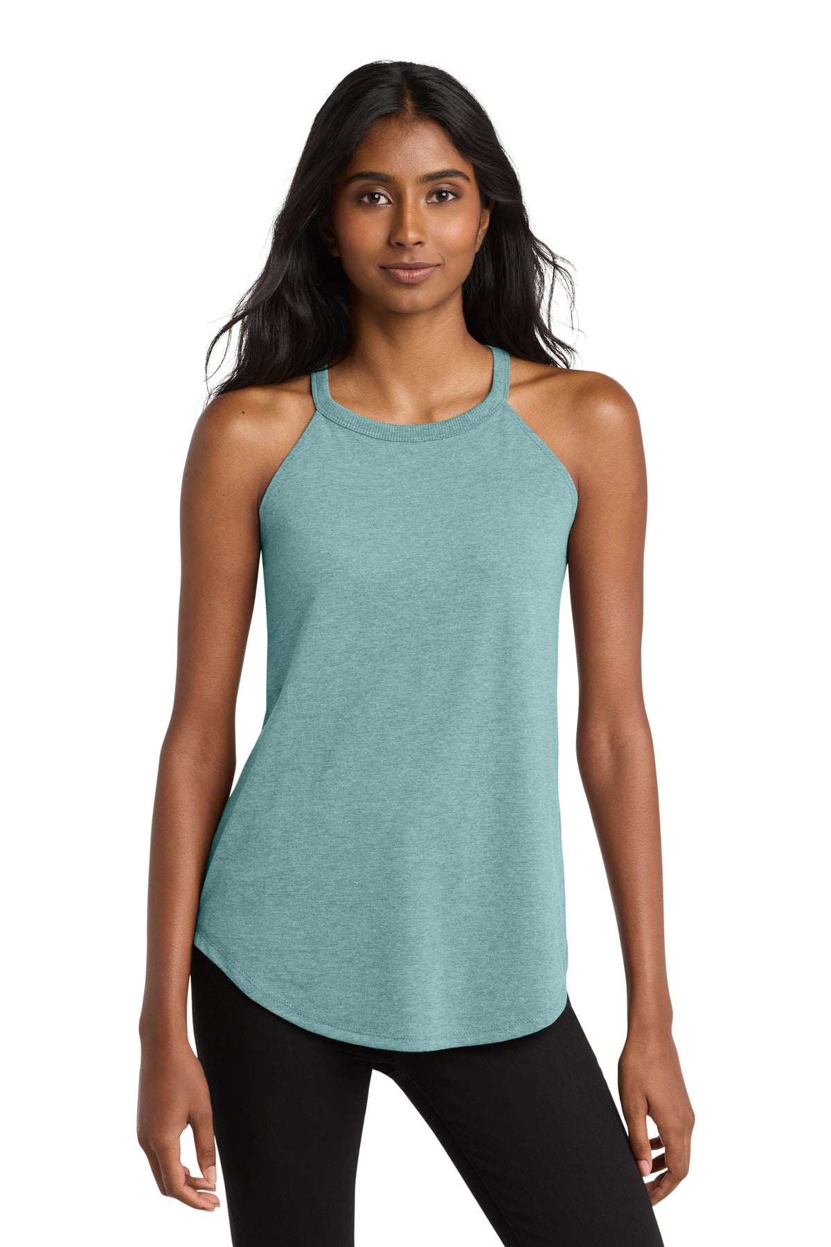 District   Women's Perfect Tri  Rocker Tank - Heathered Eucalyptus Blue
