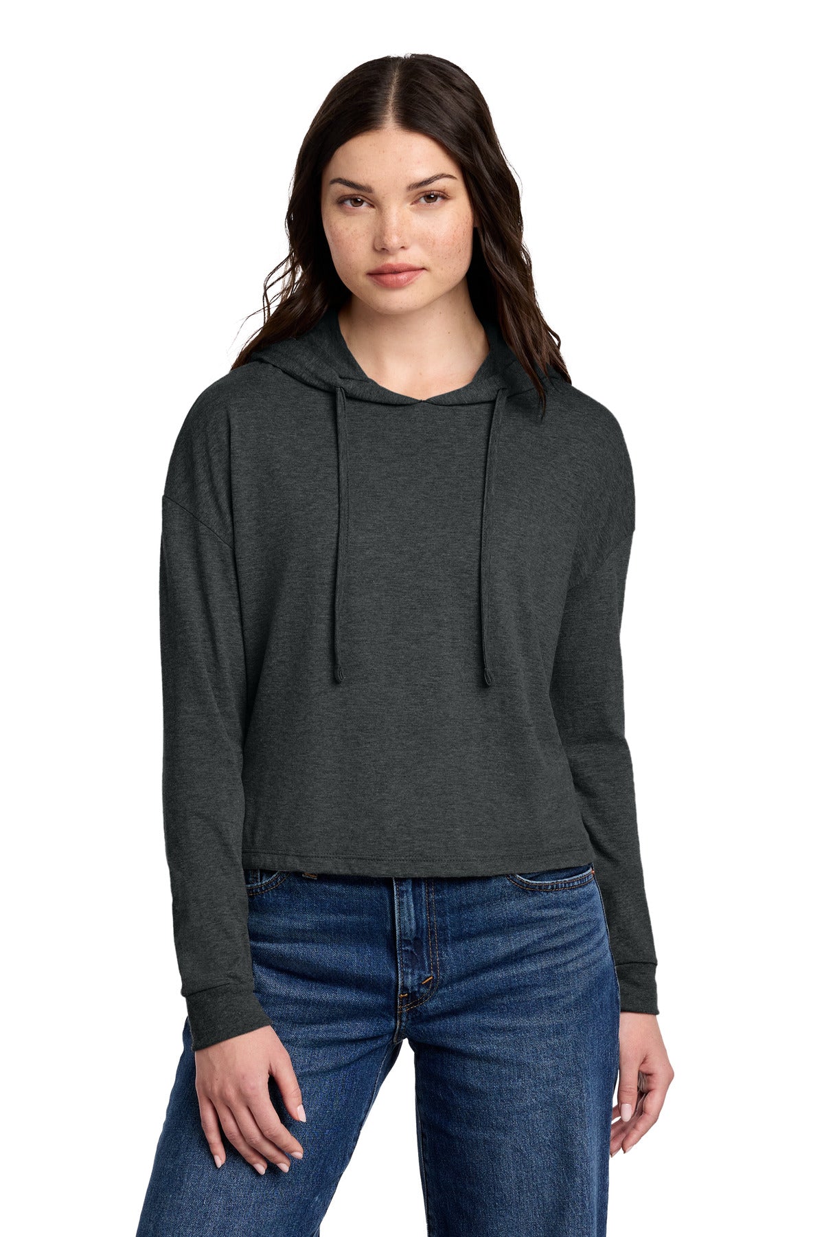 District Women's Perfect Tri Midi Long Sleeve Hoodie - Black Frost